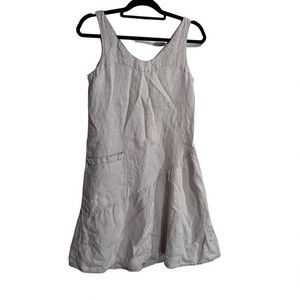 Garnet Hill Lagenlook Beige 100% Linen Pull On Trapeze Dress Size 4